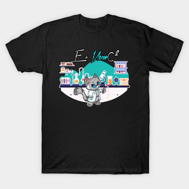 E = MeowC2 - Cat Science Lover T-Shirt by DeMonica